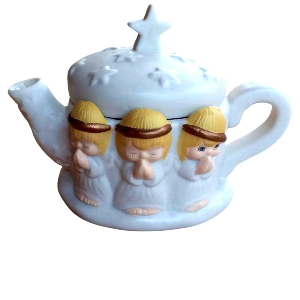 Vintage Hallmark Houston Harvest Ceramic 3 Angels Teapot